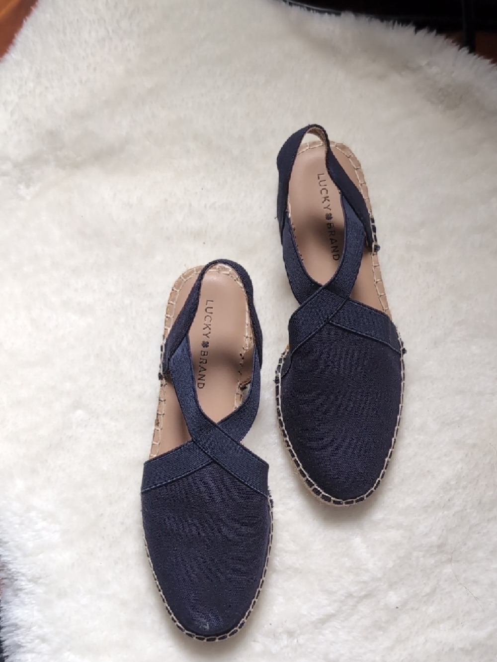 Lucky Brand Navy Crisscross Slingback Espadrilles Size 9 New